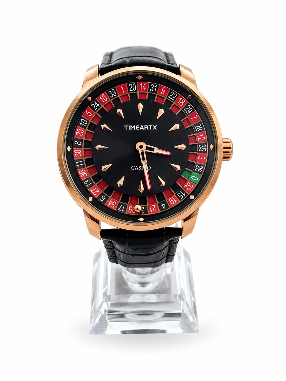 Casino Black and Rose Gold Roulette Dial Watch